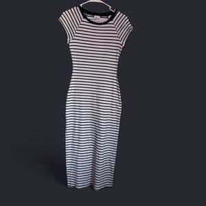 Le Lis Black and White Striped Midi Dress